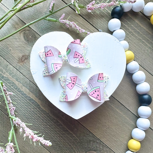 Watermelon Popsicle Bitty Piggie Bows