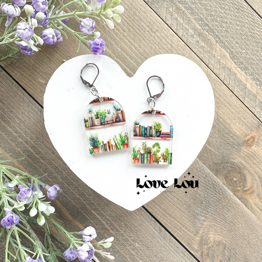 Books & Plants Arch Acrylic Earrings