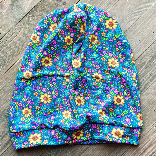 Embroidered Floral Slouch Beanie