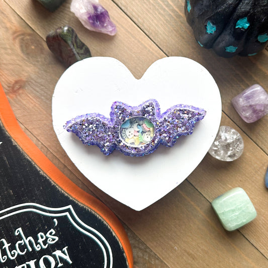 Purple Glitter Bat Shaker Clippie