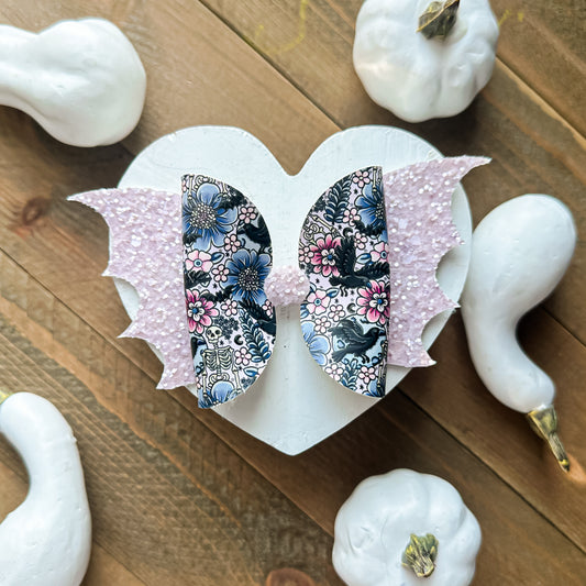 Raven Floral Bat Bow