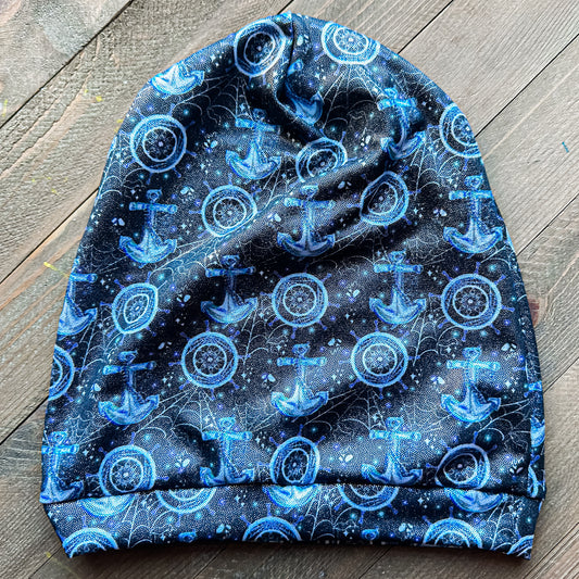 Glitter Anchor Slouch Beanie